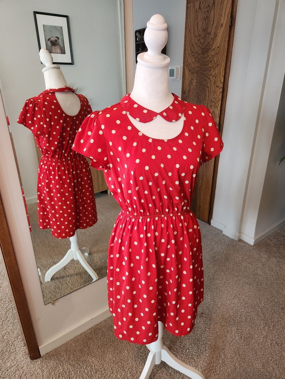 (2 For $25) Forever 21 Red Polka Dot Collar Dress
